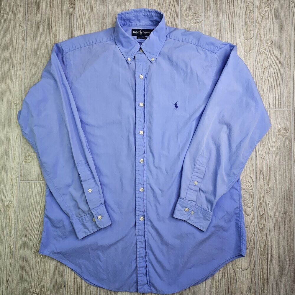 Ralph‎ Lauren Yarmouth Men Button-Down Long Sleeve Blue 16 34/35